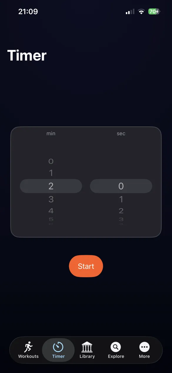 Rest timer with minute and second picker